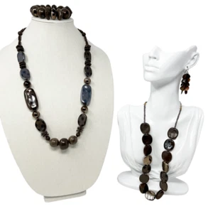 Konvolut 4 Schmuckstücke, Halsketten, Armband, Ohrringe. - Bild 1 von 3