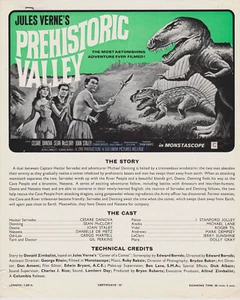PREHISTORIC VALLEY (AKA VALLEY OF THE DRAGONS) BRITISH SCREENING SHEET 1961 - Bild 1 von 1