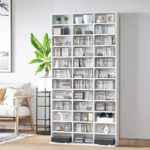 Large CD Cabinet White Wooden Storage Organizer DVD Shelf Display Media Rack UK - Picture 1 of 8