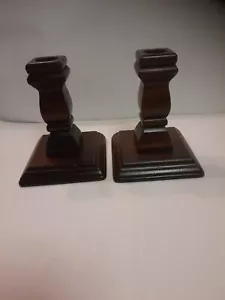 Pair "Three Mountaineers" 5” original Olde Pine wooden candle holder with tags - Picture 1 of 7