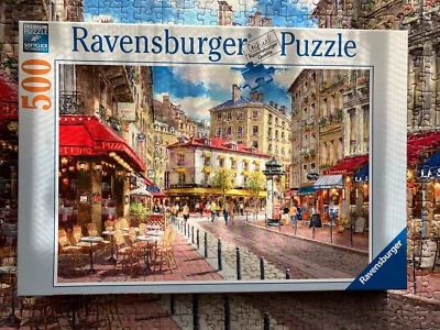 Ravensburger Jigsaw Puzzle Paris Street Cafe Scene 500 Piece Complete - Image 1 of 4