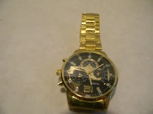 MENS WATCH GOLDEN OPEN FACE ELEGANT *NIP* - Picture 1 of 5