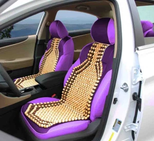 2X OLIVE HOLZPERLEN AUTO/VAN/TAXI VORDERSITZBEZUG KISSEN KLASSISCHES PERLENDESIGN - Bild 1 von 6