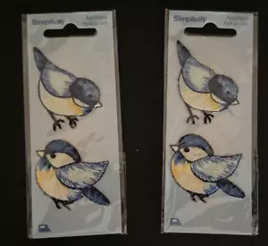 Blauer Vogel bestickt Bügelbild Applikationen Patch Nähen Handwerk zwei Pakete 1,75" - Bild 1 von 1