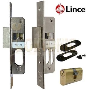 Lince Mortice Narrow Stile Dead Lock With Small Oval Cylinder UPVc - Picture 1 of 7