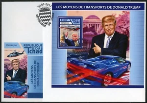 CHAD 2017  MODES OF TRANSPORTATION  FOR  DONALD TRUMP  SOUVENIR SHEET FDC - Picture 1 of 1