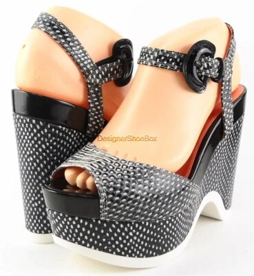 Via Spiga Aubrey Cuero Crema Diseñador Punta Abierta Plataforma Cuña Sandalias 9 - Imagen 1 de 4