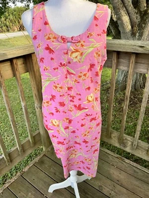 Vestido Studio Ease Vintage Floral Talla 10 Cottagecore Lino Rayón Años 90 Lino Bld Foto 1 de 4