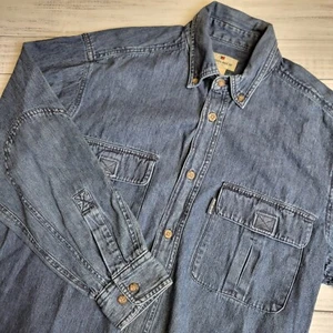 Camisa vaquera Woolrich para hombre manga larga mediana con botones lavado medio 2 bolsillos - Imagen 1 de 10