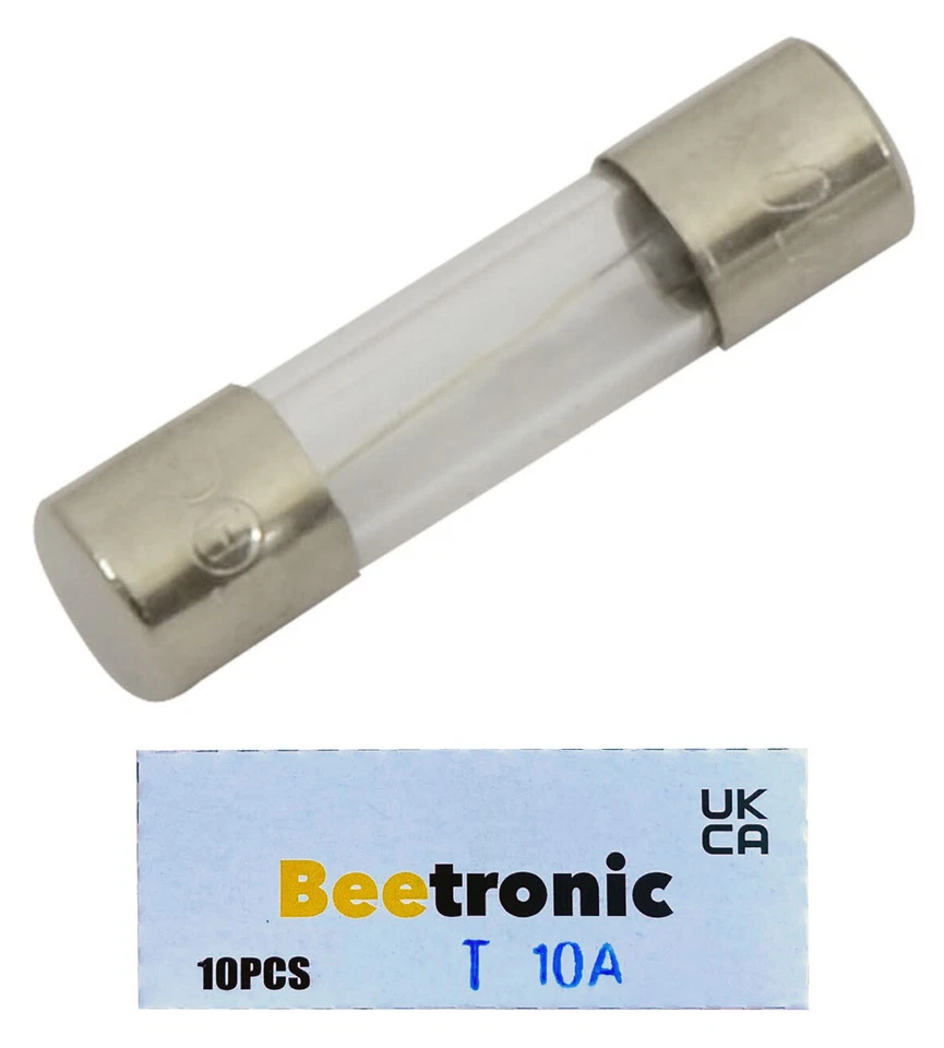 Beetronic 10 x T10A 10A 10 Amp Anti-Surge Time Delay Glass Fuse 20x5mm 250v