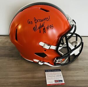 Myles Garrett Autograph/Signed Cleveland Browns F/S Helmet - PSA COA Inscribed