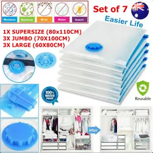 7X Vacuum Storage Bags Seal Compressing Saver Space Saving Large Jumbo Supersize - Picture 1 of 12