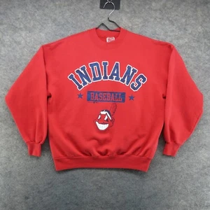 VTG Cleveland Indians Sweatshirt Mens XL Red Chief Wahoo Crew Neck MLB Faded 90s - Picture 1 of 18