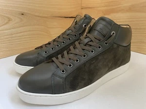 SANTONI hi top sneakers/scarpe uomo camoscio verde/made in Italy/43EU/10US - Foto 1 di 9