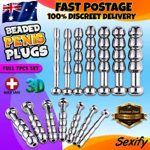 7 Pcs Penis Plug Set Urethral Rod Hollow Metal Stainless Steel Sound Sex Toy - Picture 1 of 23