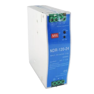 NEW NDR-120-24 ouput 24 Volt 5 Amp 240 Watt Industrial DIN Rail Power Supply - Picture 1 of 1