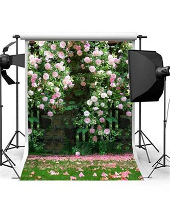 Wedding Photo Background Flower Polyester Romantic Photography Backdrops 5x7FT - Image 1 of 4