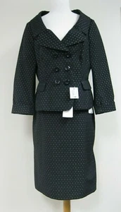 MOSCHINO CHEAP & CHIC schwarz weiß Schweizer gepunkteter Rock Jacke Anzug 44 46 NEU ETIKETT $ 1520 - Bild 1 von 11