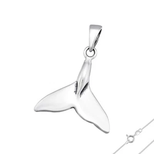 Walflosse Anhänger mit oder ohne Kette Silber 925 Fluke Wal Schwanzflosse Surfer - Bild 1 von 6