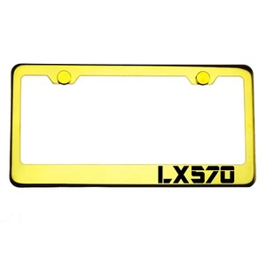 Gold Chrome License Plate Frame LX570 Laser Engraved Metal Screw Cap - Picture 1 of 8