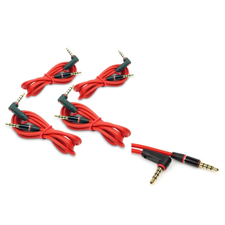 4X 3FT 3.5MM AUX AUDIO STEREO CABLE CORD RED FOR APPLE IPHONE 5 4S IPOD CLASSIC - Image 1 of 1