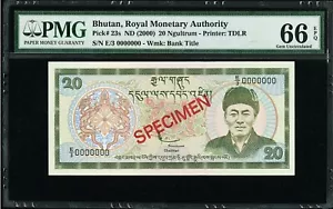Bhutan 20 Ngultrum PROBE (2000) Pick-23s EDELSTEIN UNC PMG 66 EPQ - Bild 1 von 2