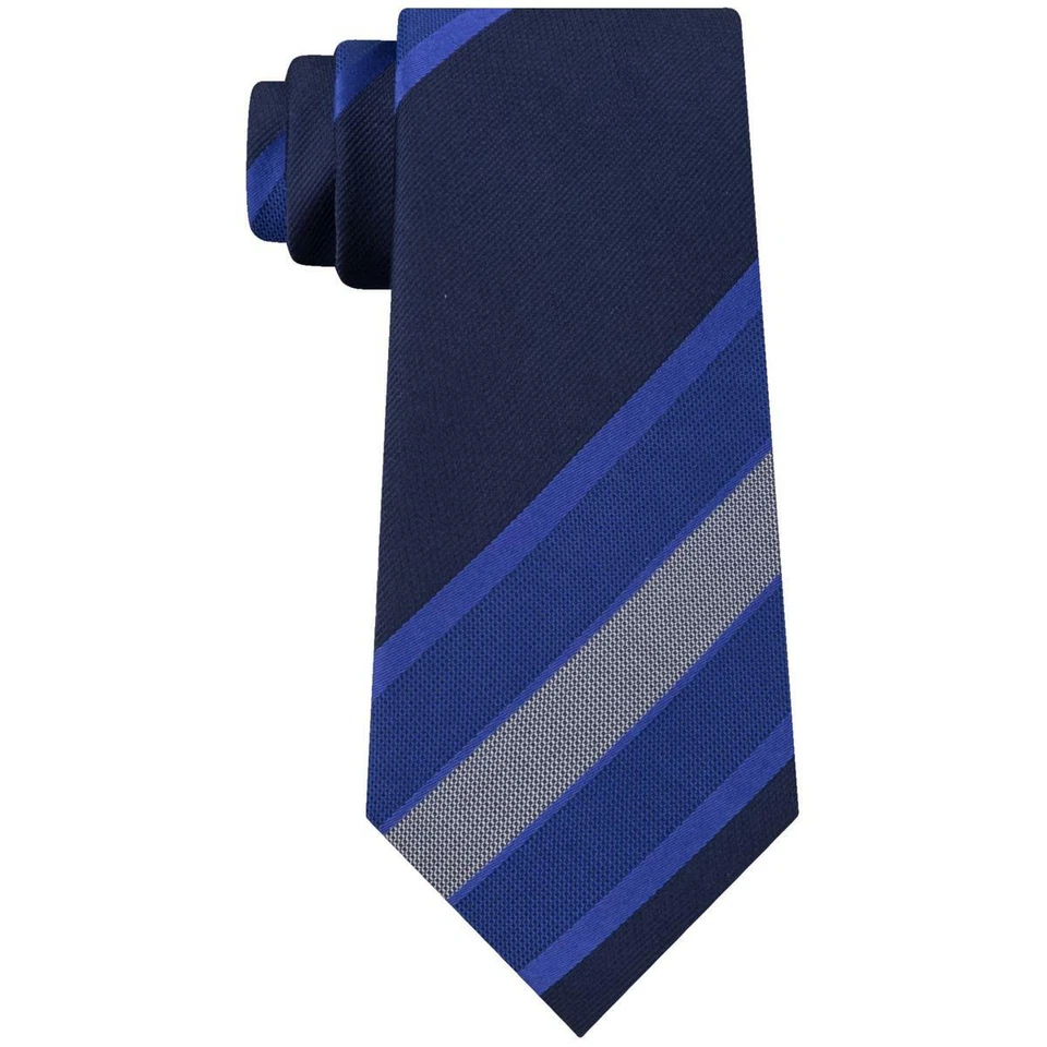 Corbata de cuello de seda a rayas azul oscuro y claro Kenneth Cole Reaction **NUEVA Foto 1 de 1
