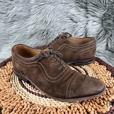 Charles Tyrwhitt Talla 9.5 EE. UU./8.5 Reino Unido Hombres Oxford Marrón Gamuza Cuero Puntera Zapatos Foto 1 de 4