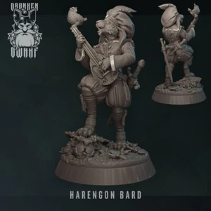 Harengon Bard Lute Player 32mm Scale Rabbit Humanoid Paintable Miniature - Picture 1 of 1