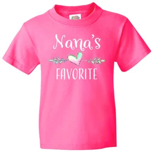 Inktastic Nana's Favorite- Heart Grandchild Youth T-Shirt Nana Grandmother Love - Picture 1 of 11