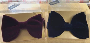 St.Michael's 2 Velvet Bow Ties Solid Color Formal Tuxedo Pre-Tied UK New in Pkg - Picture 1 of 5