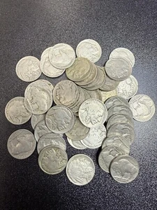 1935-1937 PDS Buffalo 5C Head Nickels Roll (40) Lot, All Full Dates++ and F++ - Bild 1 von 1