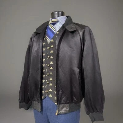 Chaqueta Bomber Zilli 100% Cuero Seda Borde Negra Hombre’s 42 R Foto 1 de 4