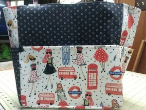 paris ladies fashion phone booth london france clock purse project bag handmade - Picture 1 of 8