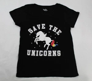 Save The Unicorns Size Large Joe Boxer Black Knit Top Short Sleeve Crop - Picture 1 of 7