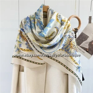 Sallys Cashmere Ring Scarf Wrap Shawl Birds Print Soft Delicate Light 78"*39" - Picture 1 of 12