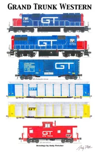 Póster Grand Trunk Western General Merchandise Train 11x17" firmado por Andy Fletcher - Imagen 1 de 1