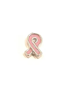 Pink Ribbon/ Cancer/ Survivor/ Breast Cancer/ Floating Charm for Memory Locket - Picture 1 of 2