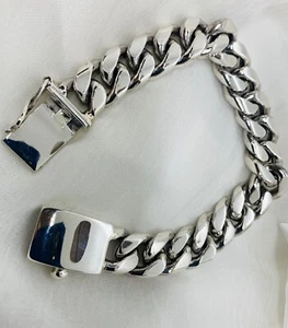 "Pulsera para hombre Miami Cuban de plata de ley 925 sólida hecha a mano de 14 mm 8", 8,5"" y 9""" - Imagen 1 de 11