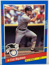 1991 Donruss No Dot Error Cal Ripken NM+ (7) A.L. All-Star #52