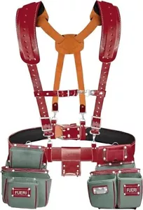 FUERI Werkzeuggürtel mit Hosenträger strapazierfähig Nylon Leder Taschen Taschen Halter Gürtel - Bild 1 von 4