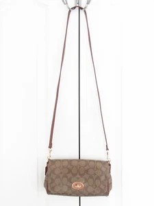 Coach Mini Ruby Signature Canvas Cross-body Shoulder Bag (Khaki/Saddle/F34615) - Picture 1 of 10