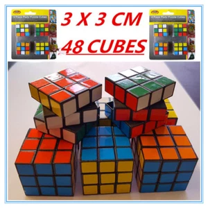 48 x Mini Colourful Puzzle Magic Cubes 3X3 Birthday Gift Kid Adult Fun Twist Toy - Picture 1 of 3