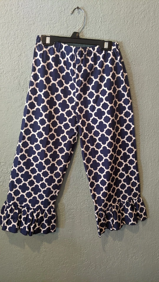 Pantalones Lolly Wolly Doodle Niñas Talla 12 Azul y Blanco Parte Inferior con Volantes Nuevos con Etiquetas Foto 1 de 4