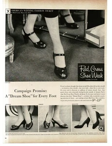 1956 Red Cross Women's Shoes Chateau Open Toe Pumps Vintage Print Ad - Picture 1 of 1