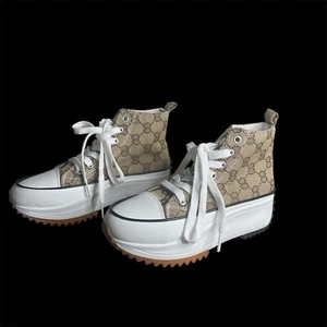 Women Lace Up Chunky High Top Print Micha Platform sneakers Sz6 - NWOB - Picture 1 of 11