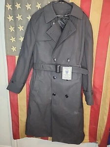 40 L - DLA Garrison Collection Trench Coat Mens Black Belt Lined Army 9266 - Picture 1 of 9