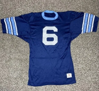 Champion Mens Mesh Football Jersey 60’s 70’s Small Blue White #6 Made USA VTG - Image 1 of 4