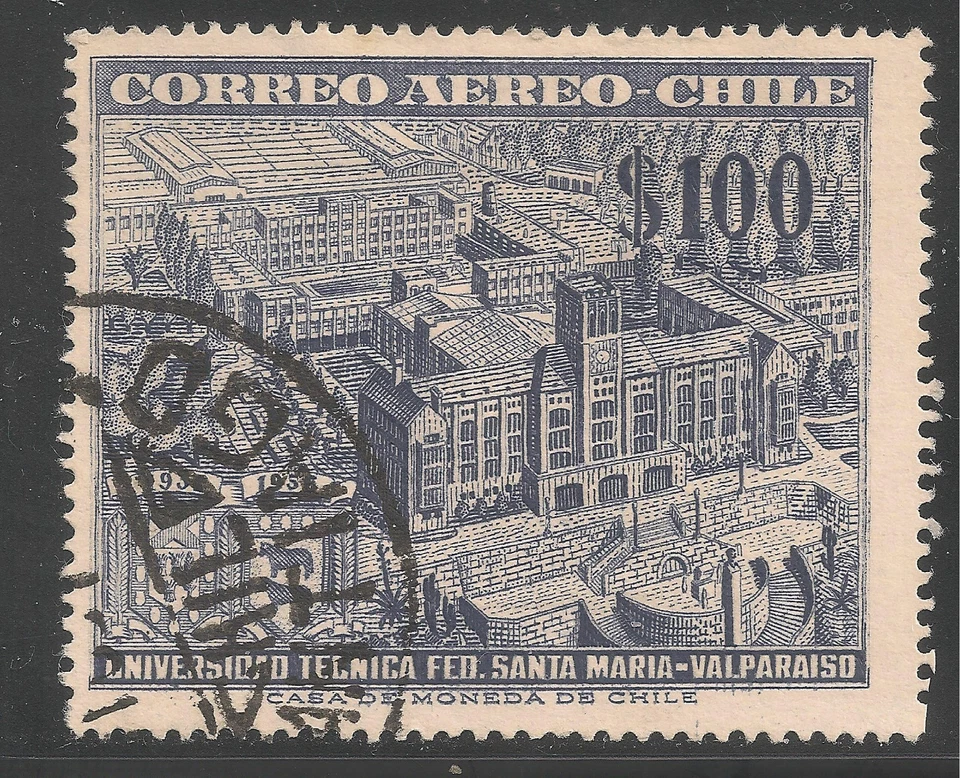 Chile #C191 (AP50) MUY BUEN ESTADO USADO - 1956 100p Universidad Técnica Federico Santa María Foto 1 de 1