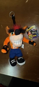 Crash Bandicoot 1998 Plüsch Sitzsack Schlüsselanhänger Resaurus Beanie schwarze Handschuhe mit Etikett - Bild 1 von 8